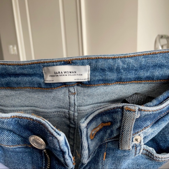 Zara Blue Wash Distressed Skinny Jeans Size 4 - Picture 2 of 4